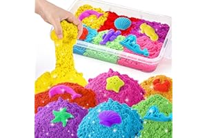sikmcle Play Sand con Sensory Bin - Juguete para niños, 8 lb de 7 colores a granel Magic Arena con caja de arena para niños pequeños, kit de arena Sensory para niños y niñas de 3 a 8 años