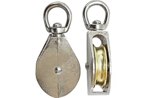 KeyMet GmbH Seilrolle Blockseilrolle mit Wirbel Metallrolle 1/2" Blockrolle Vernickelt