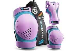 SKATEWIZ Ochraniacze na rolki dla dzieci i dorosłych – 6-częściowy zestaw ochraniaczy – nakolanniki dla dzieci z ochraniaczami na nadgarstki, kolana i łokcie