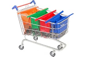 Trolley Bags for Shopping Trolley, Pack of 4 Original Vibe Shopping Bags, Replace Carrier Bags, Heavy Duty Reusable Fabric Foldable Bag & Mesh Organiser for Grocery Food Shopping, Washable