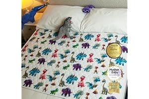 Bedwetz Potty Training Bed Pads | 2 Pack | 100% Waterproof Mattress Protector | Bedwetting Sheets, size fits Double Beds | Non Slip Mat with Side Wing Tucks | UK Brand | Dinosaur