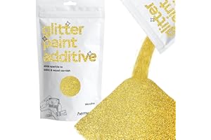 ‎HEMWAY Hemway Glitter Paint Additive 100g / 3.5oz Crystals for Acrylic Emulsion Paint - Interior Wall, Furniture, Ceiling, Wood, Varnish, Matte - Microfine (1/256" 0.004" 0.1mm) - Gold
