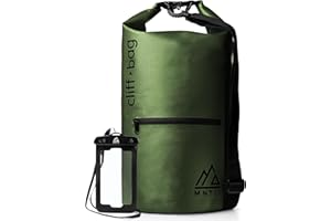 MNT10 Dry Bag "Cliff-Bag" in 20 l, 30 l, 40 l, zaino Drybag, per SUP, canoa, kayak, impermeabile, con spallacci, verde, 40 litri, MNT10 Cliff Bag - Zaino