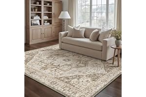 HUGEAR Alfombra Salon Marrón Antideslizante Alfombras Lavables en Lavadora Tapetes para Sala 150x210cm Habitacion Dormitorio Comedor Flor Vintage Grande Tapete Pelo Corto tapete Quarto