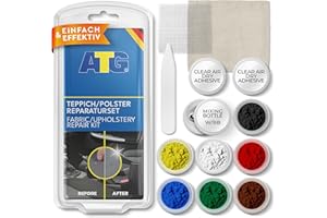 ‎ATG ATG® Professionelle Autositz Reparatur für alle Polster & Teppiche | Brandloch Reparaturset Auto Stoff | Stoff Reparatur Set 13 TLG. | Schnell & einfach Autositz Flicken