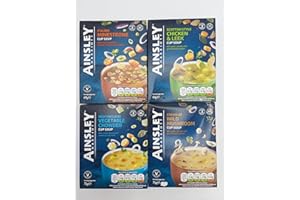 Ainsley Harriott Cup Soup 4 Box Multi Variety Pack 3 Sachets Each of Chicken & Leek,Italian Minestrone, Vegetable Chowder, Wild Mushroom Instant Snack