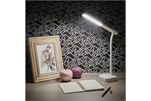 EMOS Lucy akumulatorowa lampa biurkowa LED, ładowana przez USB, czas świecenia 96 h, moc 2 W, jasność 100 lm, bezprzewodowa, giętka, bezstopniowe ściemnianie, kabel USB do ładowania 1 m, biała