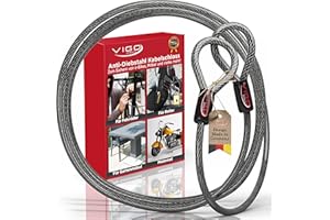 VIGO SPORTS® Panzer Schlaufenkabel [2m] I 10mm starkes Kabelschloss zum Schutz deines Fahrrad, Grill, Gartenmöbel oder Kinder