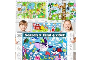 QUOKKA Posters Géants à Colorier pour Enfants – Lot de 4 Grandes Feuilles à Colorier de 103x72 cm avec Tâches Educatives – Activités au sol et au Mur – Fournitures de Classe et de Fête pour 3 à 5 ans