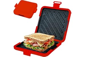JACKSGIFTS Microwave Toastie Maker, Non-Stick Removable Grill Pan Cheese Toastie Maker, Extra Crispy Microwavable Toasties Maker, Dishwasher Safe, Compact & Easy Cooking Microwave Sandwich Toaster (Red)