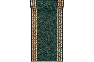 Mazovia Alfombra de Pasillo Larga - Alfombra Antideslizante Motivo Clásico - Pelo Corto - Alfombras de Pasillo por Metros - Alfombras para Pasillos Largos - Verde 67x150 cm