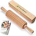 MagicBeech 100% Beech Wood Massage Roller - Wooden Massage Roller with Handle Massager Against Cellulite for Maderotherapy Lymphatic Drainage Body Massage - Made in Europe
