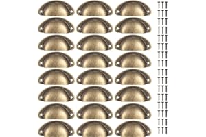 Does not apply Lot de 24 poignées Shell Cup - Semi Circle Drawer - Poignées de cuisine en métal - Poignées de placard - Boutons de meubles rétro avec vis