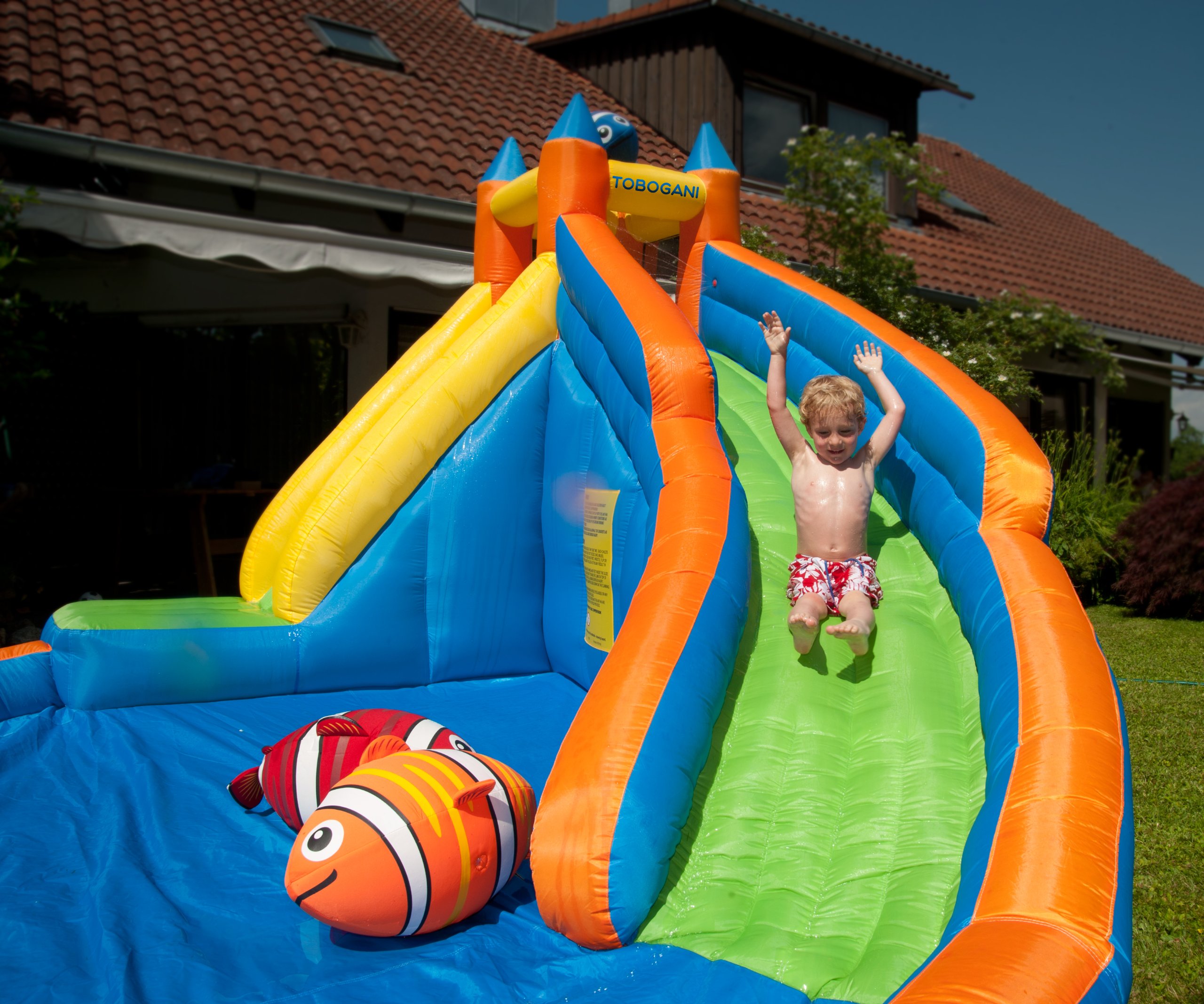Tobogani-la-pataugeoireLe-Parc-Aquatique-avec-Toboggan-Gonflable-de-12-m-y-Compris-soufflerie