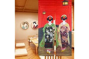 LIGICKY Rideau de Porte de Style Japonais Noren Kyoto Geisha Girls au sanctuaire Fushimi Inari Tapisserie de Porte de Type Long pour la décoration de la Maison 33,5 x 59 Pouces