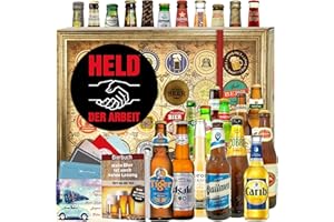 OSTPRODUKTE-VERSAND Held der Arbeit - Bier aus aller Welt 24x - Held der Arbeit Geschenk - Adventskalender 2023 Bier Männer