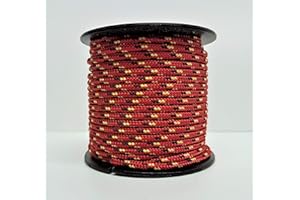 Rota Marine 3mm 19Mt Mini Reels Polyester Braided Rope Boat Tent Kayak Mini Spools - Color: Red Black & Yellow Fleck