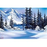 ASHER Gift Bob Ross Winter Mountain Art Print Painting Cool Wall Decor Art Print Poster - Matte poster Frameless Gift 11 x 17