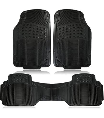 Motor Trend 923-BK Black FlexTough Contour Liners-Deep Dish Heavy Duty Rubber Floor Mats for Car SUV Truck & Van-All Weather Protection, Universal Trim to Fit