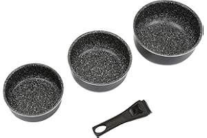 JJA 135112 CASSEROLES 16/18/20CM PIERRE + POIGNEES AMOVIBLES, Autre Black