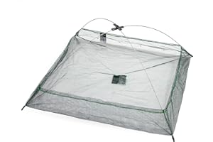Zite Fishing Filet de Pêche Pliable 1x1m - Piège Portable en Maille avec Protection D'échappement - pour Poisson Crevettes Crabes Vert