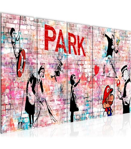 Tableau Décoration Murale Runa Art - Behind The Curtain - Street Art XXL 120x80 Cm - 3 Parties