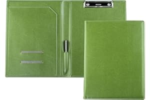‎DELMON VARONE - FINE LEATHERGOODS MADE IN GERMANY DELMON VARONE - Klemmbrett Mappe DIN A4 aus veganem Eco Kunstleder Grün - Organizer Klemmbrettmappe mit Blockklemme, Stiftschlaufe & Steckfächer - Klassische Echtleder Business-Mappe