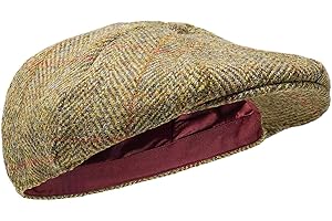 BORGES & SCOTT Dingwall 8-częściowy płaski czepek - 100% ręcznie tkana wełna - Harris Tweed - wodoodporna