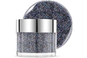 ‎EODCI EODCI 1 Oz/28g Schwarz Glitter Dip Powder, Nail Dipping Powder French Powder Pro Collection System Nail Art Starter Manicure Salon DIY at Home, Odor-Free&Long-Lasting, No Needed Nail Lamp Curing