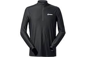 Berghaus Men's Base Zip Longsleeved T-Shirt, Black/Black