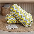 HOMEMONDE Cotton Bolster Round Cushion Covers 16 X 32 Inches For Living Room Decoration (Yellow Chevron)