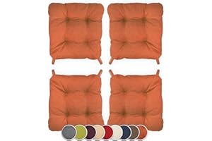 sunnypillow Set di 4 Cuscini per Sedia con Chiusura in Velcro, Dimensioni: 40 (Anteriori), 35 (Posteriore) x 40 x 8 cm, Cuscino Imbottito per Sedia/panche in casa e in Giardino, Colore Arancione
