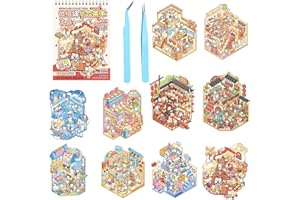 Mocrop Großgröße 3D Sticker Set, Diy House Stickers Kinder, Malstube, Eis- und Schneewelt,Tierisches Paradies Und andere Szenen, Sticker Book, Mit 2 Pinzetten, Kreative Handwerke, Geschenke Für Kinder