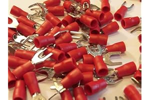 L.K.S CONNECTIONS 4.3 red fork terminal crimp connector (for 4mm bolt or screw) 25 50 100 pack (100)