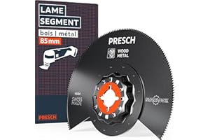Presch Lame Scie Oscillante Segment Bois et Métal 85 mm - Lame Starlock pour changement sans outil - Très grande précision grâce aux dents en métal BI - lame de scie oscillante