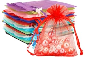 Yicelerate Organza Bags - Large Colorful Drawstring Pouches for Jewelry and Sweets (8 x 10 Inches)