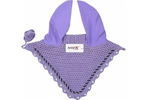 NASX SPORTS Diamante Crystal Horse Fly Hood Veil Ear Bonnet Flyveil Cotton Crochet Handmade Glitter (COB, Violet)