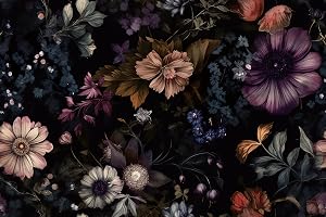 ReWallpaper Självhäftande folie möbler blommor tapeter färgglatt mönster vintage möbler folie svart matt tapet djungel