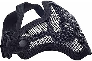 FGFGHRTS Militar-TLD Mascarilla protectora para airsoft (cinta elástica ajustable, rejilla metálica), color negro Envio 24 horas
