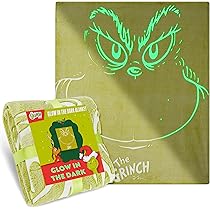 Coperta in pile The Grinch, morbida, accogliente, traspirante, coperta natalizia, set regalo (rosso