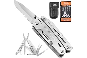 RoverTac Wielofunkcyjne narzędzie nóż kieszonkowy prezenty dla mężczyzn tata mąż 18 w 1 szczypce wielofunkcyjne nożyczki piła korkociągowa otwieracz do butelek 9 śrubokrętów bezpieczeństwa