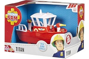 FIREMAN SAM Sam Le Pompier – Titan – Bateau avec Lance à Incendie