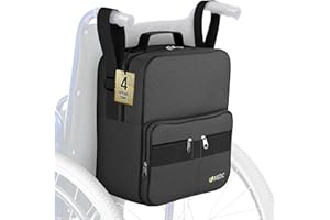 iMedic Deluxe Wheelchair Bag, Black Wheelchair Backpack for Back of Chair with Dimensions of H37 x W33 x D18cm, Storage Bag for Electric Wheelchairs & Mobility Scooters