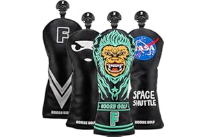 GOOSE GOLF Copri mazze da golf per Driver Legni e Ibridi – Compatibili con tutte le marche Chiusura elastica – Coperture premium – Cappucci con interno morbido e rotella di identificazione – Proteggono le mazze