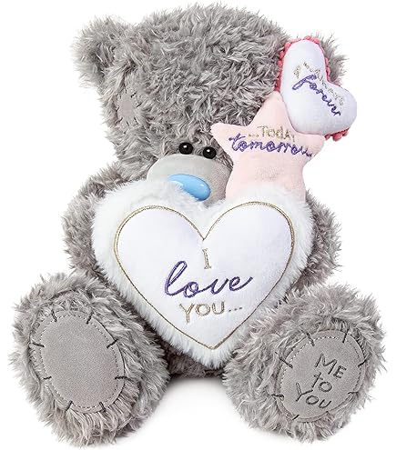 Me To You Bear 4" Love You Padded Heart, Gray