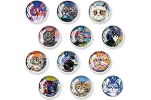 JJ PRIME - 12 Pezzi Calamite Frigorifero Gatto | Calamite Da Frigo | Gatto Magneti Frigo | Calamite Piccole Rotonde | Calamite Per Lavagna Magnetica, Cucina e Scuola (Gatto)