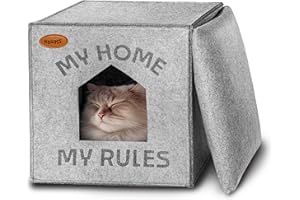 KNUPIS Łóżko dla Kota - Odpowiednie dla Półki Kallax - Wykonane z Eko-filcu - Z Poduszką - Dno Antypoślizgowe - Legowiska dla kotów - Jasnoszary