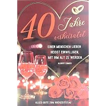 Abacus Cards Glückwunschkarte Zum 40. Hochzeitstag – Quadratisch, 16x16 Cm, Mit Roter Folienprägung