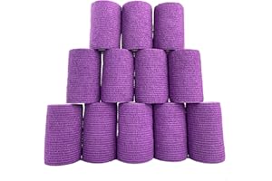 Inksafe Purple Self Adherent Cohesive Bandages 7.5cm x 4.5m Box of 12 - Uses Include Vet Wrap, Tape for Human Wrist and Ankle Sprains and Sports Injuries