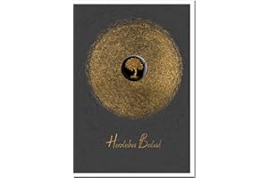 metALUm Hochwertige exklusive Trauerkarte Beileidskarte im Format B6 Doppelkarte Klappkarte ohne Innentext mit weißem Umschlag Motiv Lebensbaum und goldenem Schimmer